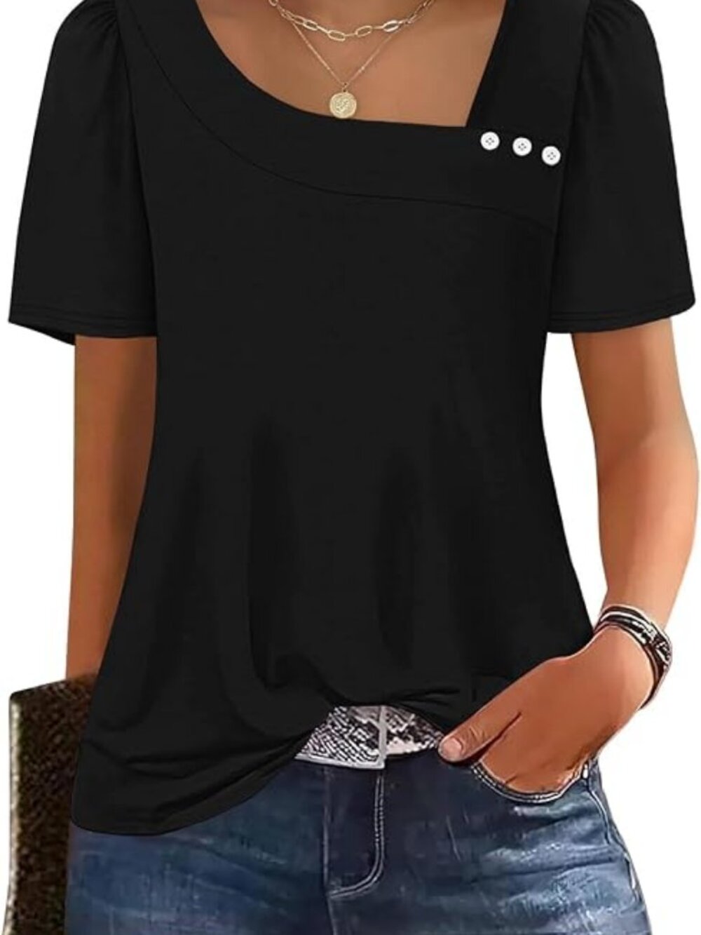Womens Summer Tops Short Sleeve Shirts Square Neck Spring Outfits 2026 Fashion C
